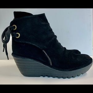 Fly London “Yama” Lace-up Wedge Bootie